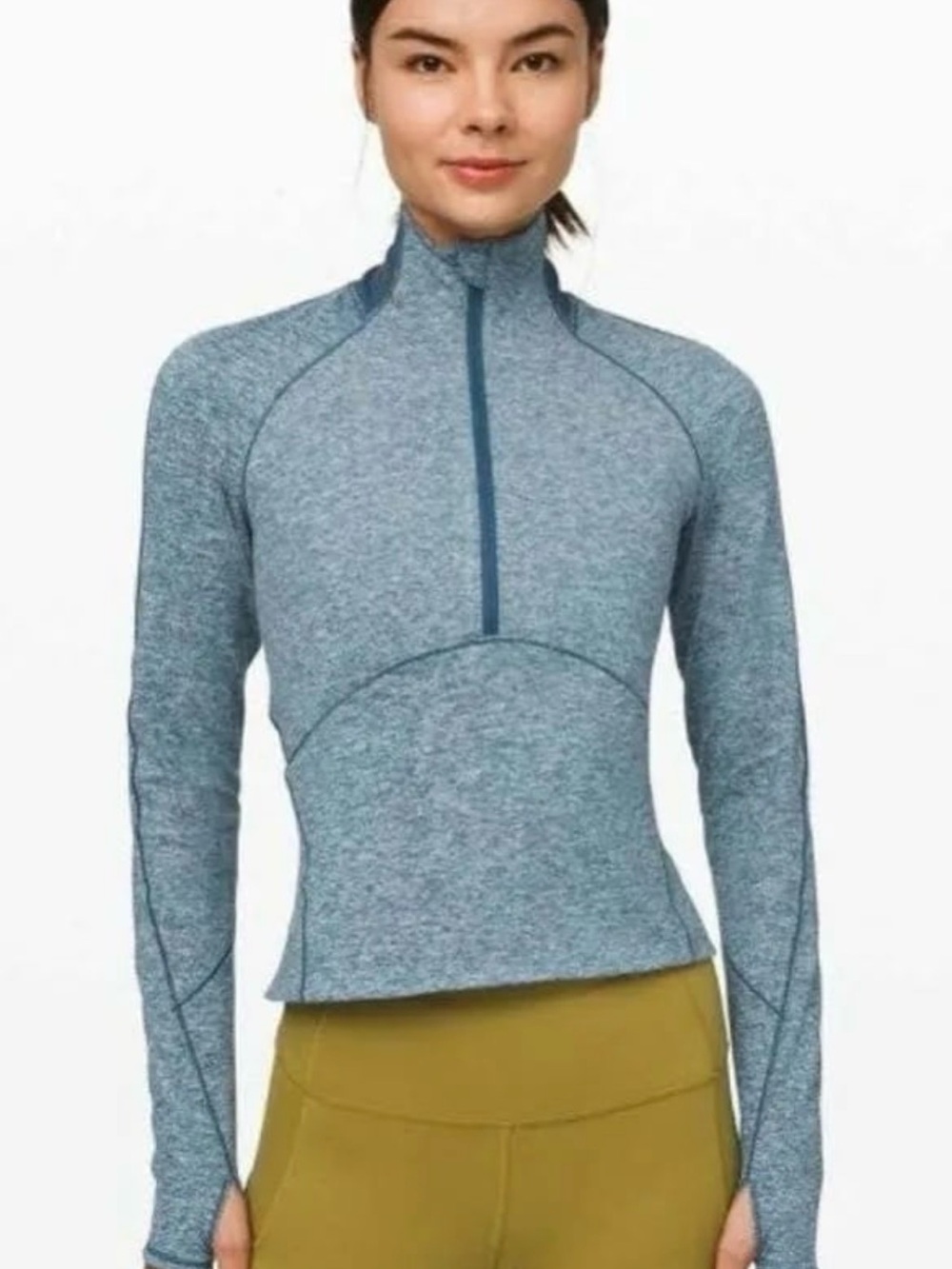 Lululemon Size 2 Always Alert 1/2 Zip Heathered Petrol Blue